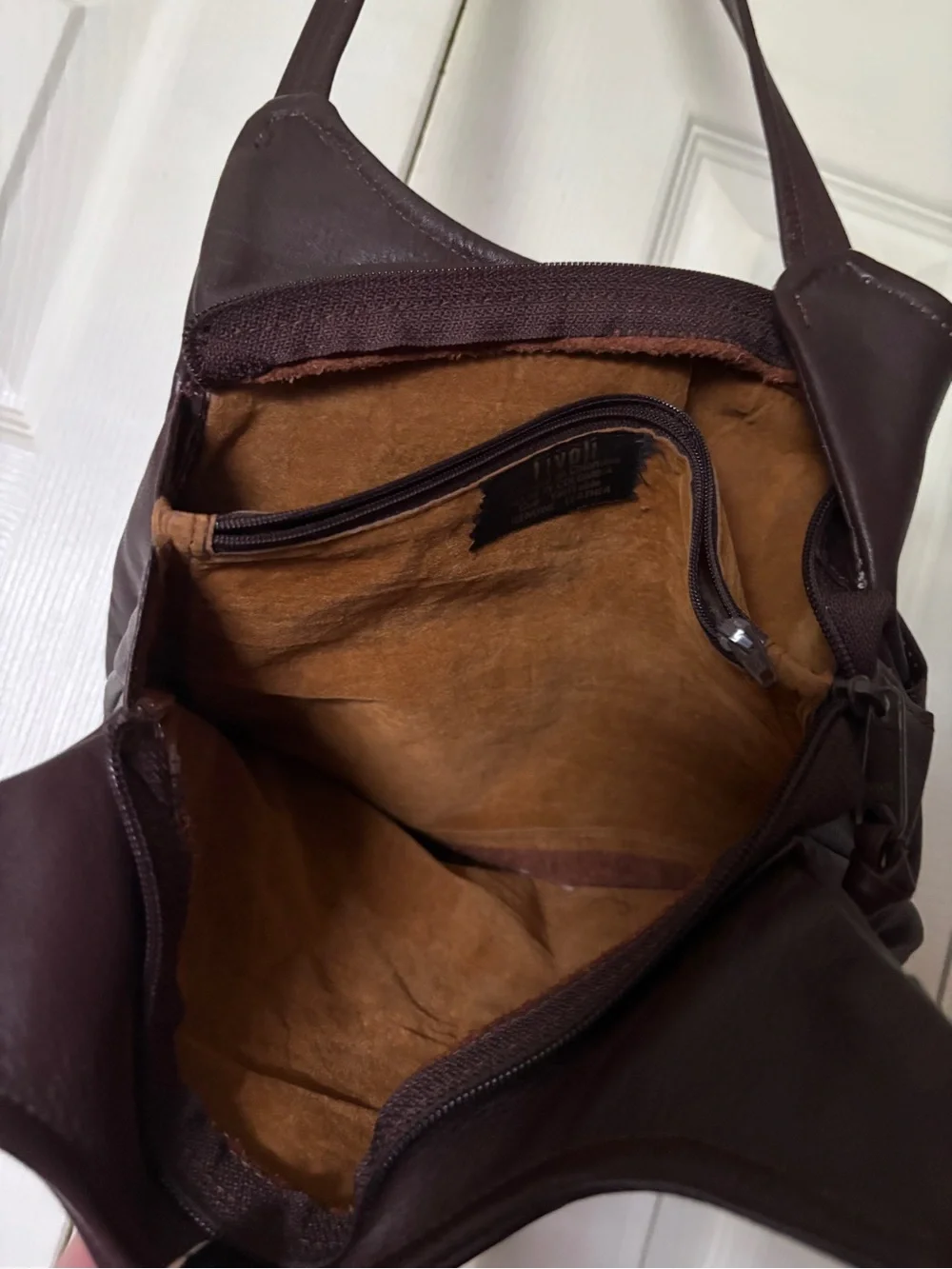 Vintage Tivoli Brown Leather Shoulder Bag Slouchy Hobo Style Purse